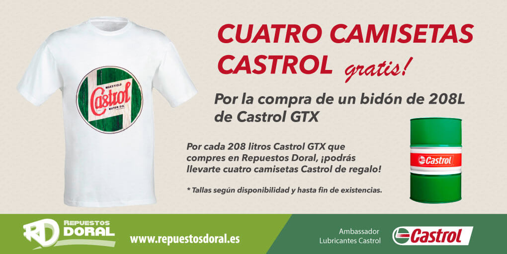 Promoción cuatro camisetas Castrol gratis